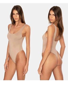 OW Collection Hanna High Cut Leg Sleeveless Bodysuit Nude Women's Size: XL NWT